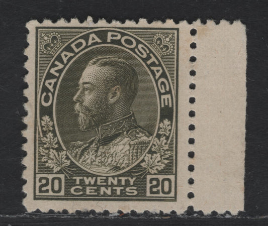 Lot 8 Canada #119d 20c Gray Green King George V, 1911-1925 Admiral Issue, A FOG Single, Wet Printing.