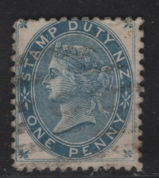 Lot 116 (C) New Zealand SG#F2 1d Blue Queen Victoria, 1882 Postal Fiscal Small Sideface Issue, A Very Good Used Single, Perf12x11.5