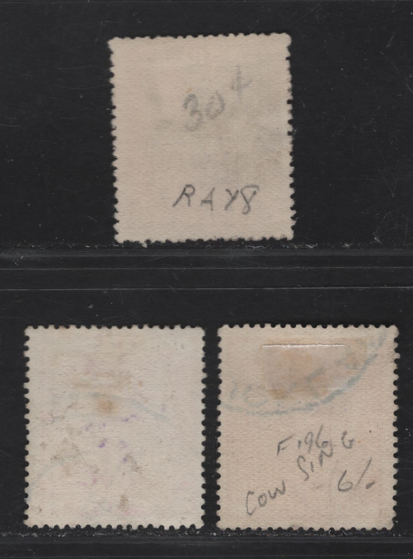 Lot 124 (C) New Zealand SG#F147, F150,F154 2/6 - 9/- Deep Brown - Brown Orange Arms, 1931-1935 Arms Postal Fiscal Issue, 3 Fine/Very Fine Used Singles, Single Star & NZ Wmk