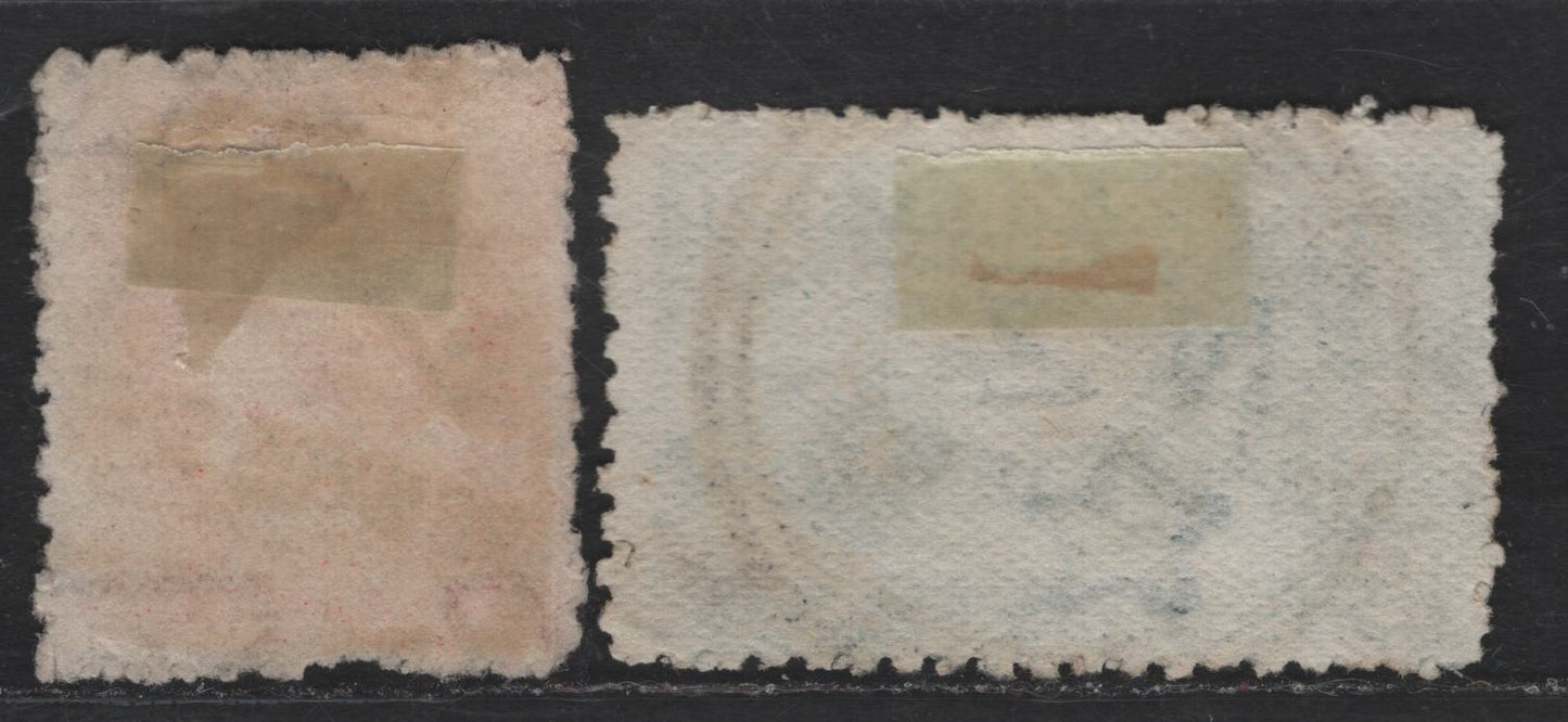 Lot 15 (C) New Zealand SG#312b, 316b 6d - 2/- Bright Carmien Rose - Blue Green Brown Kiwi - Milford Sound, 1902-1907 Pictorial Issue, 2 Fine Used Singles, Wmk NZ & Star (#43), Perf 11