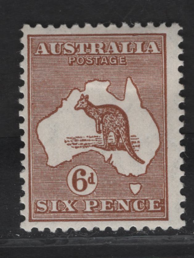Lot 178 (C) Australia SG#107 6d Chestnut Kangaroo & Map, 1929-1930 Kangaroo & Map Issue, A FOG Single, Small Multiple Wmk