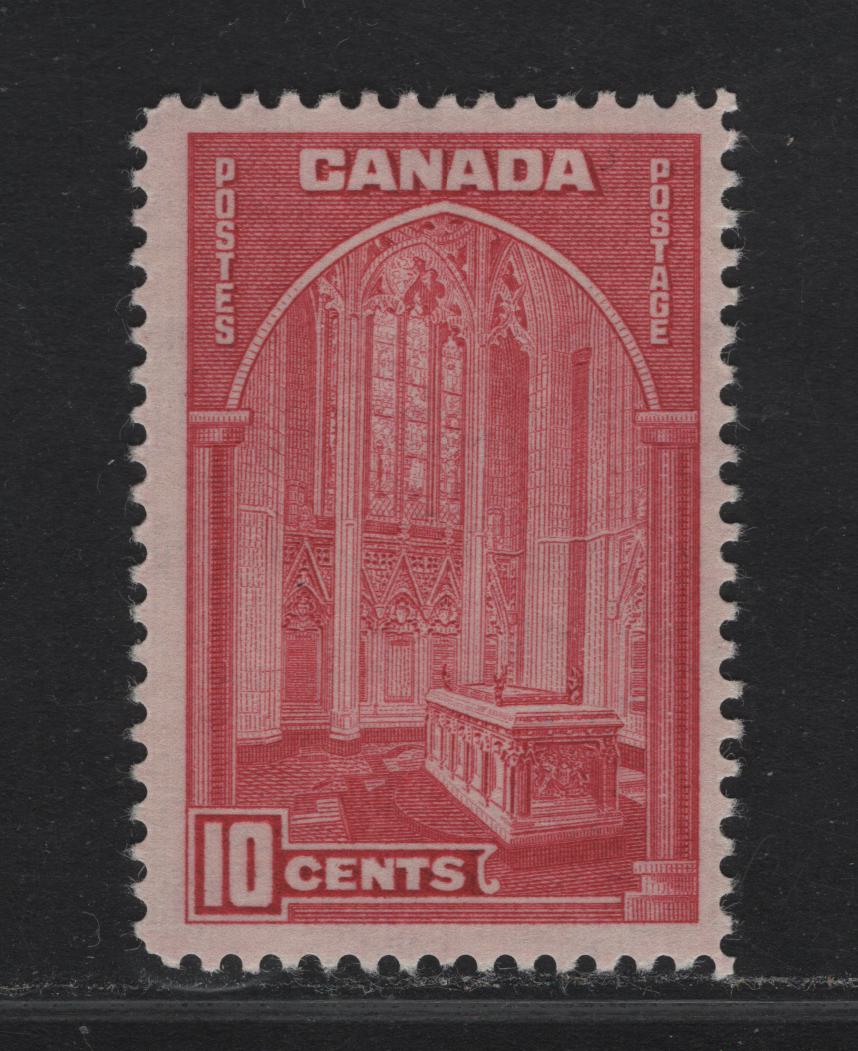 Canada #241a 10c Deep Bright Carmine Rose Memorial Chamber, 1938 Pictorial Issue, A FOG Single With Paper/Gum Type CBN-A