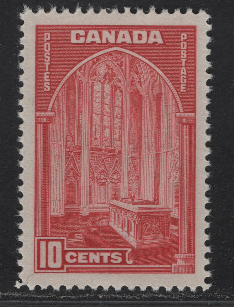 Lot 336 Canada #241 10c Light, Bright Carmine Memorial Chamber, 1938 Pictorial Issue, A VFOG Single With Paper/Gum Type CBN-B