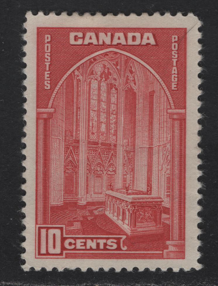 Lot 337 Canada #241 10c Carmine Memorial Chamber, 1938 Pictorial Issue, A VFOG Single With Paper/Gum Type CBN-B