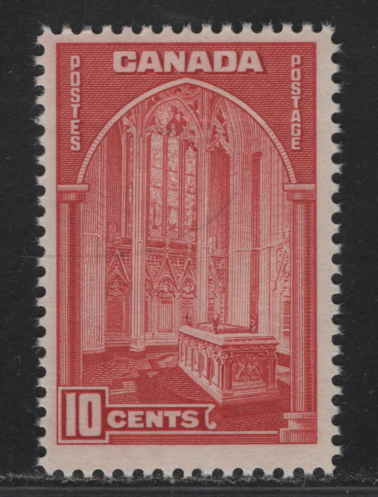 Lot 338 Canada #241 10c Carmine Memorial Chamber, 1938 Pictorial Issue, A FNH Single With Paper/Gum Type CBN-D, Perf 11.8x11.9. A Scarce Printing; The Only Example We Have Found So Far