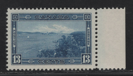 Lot 356 Canada #242 13c Deep Bright Blue Halifax Harbour, 1938 Pictorial Issue, A VFNH Single On Paper/Gum Type CBN-L. Small Internal Gum Wrinkle