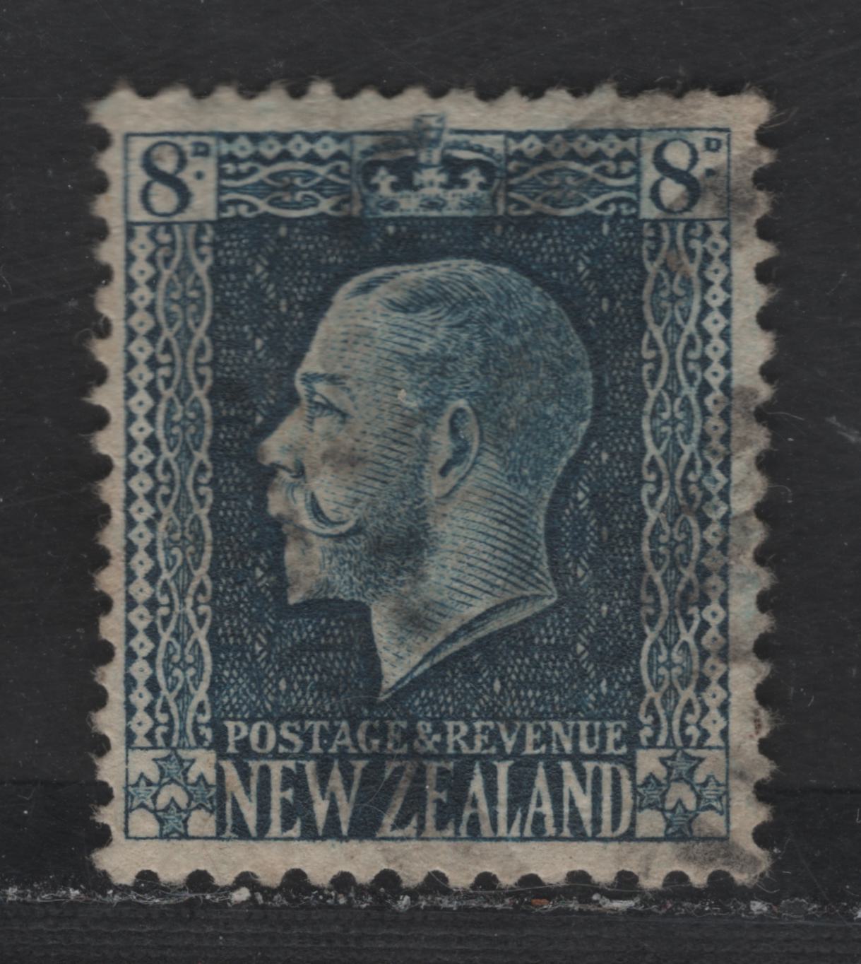 Lot 38 (C) New Zealand SG#427a 8d Indigo Blue King George V, 1915-1930 KGV Sideface Issue, A Very Fine Used Single, Perf 14x14.5