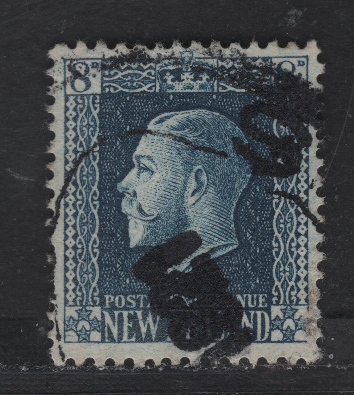 Lot 39 (C) New Zealand SG#427a 8d Indigo Blue King George V, 1915-1930 KGV Sideface Issue, A Fine Used Single, Perf 14x14.5