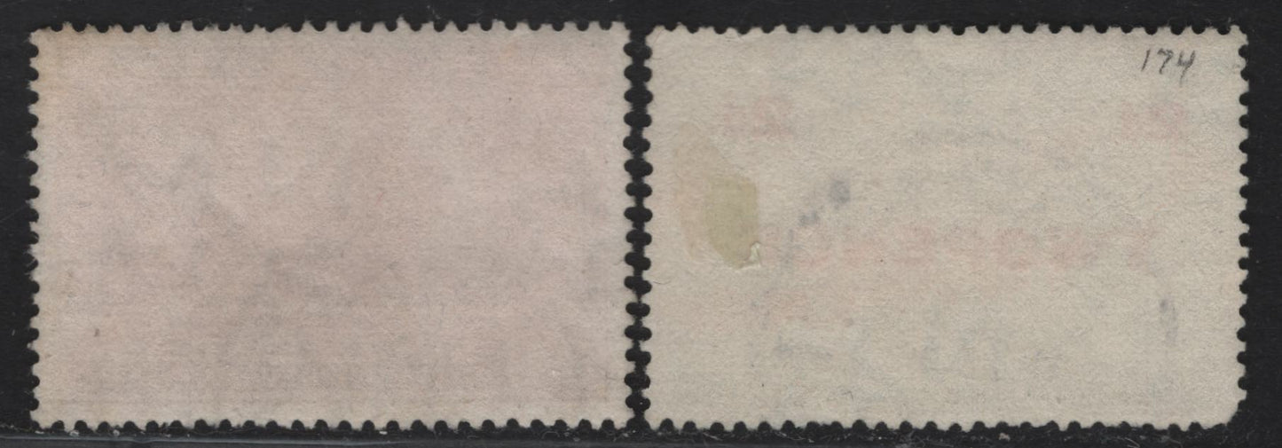 Lot 48 (C) New Zealand SG#456, 459 3d - 2d on 1.5d Chocolate - Green Native - New Zealand, 1920 Victory Issue, 2 Very Fine Used Singles