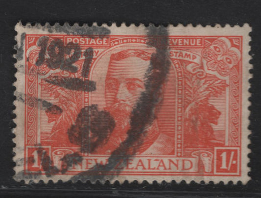 Lot 50 New Zealand SG#458 1/- Orange Red King George V, 1920 Victory Issue, A Fine Used Single