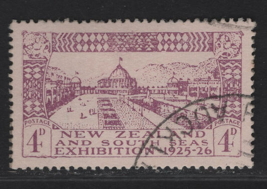 Lot 52 (C) New Zealand SG#465 4d - 1/- Mauve on Pale Mauve Exhibition Buildings, 1925 Dunedin Exhibition Issue, A Very Fine Used Single