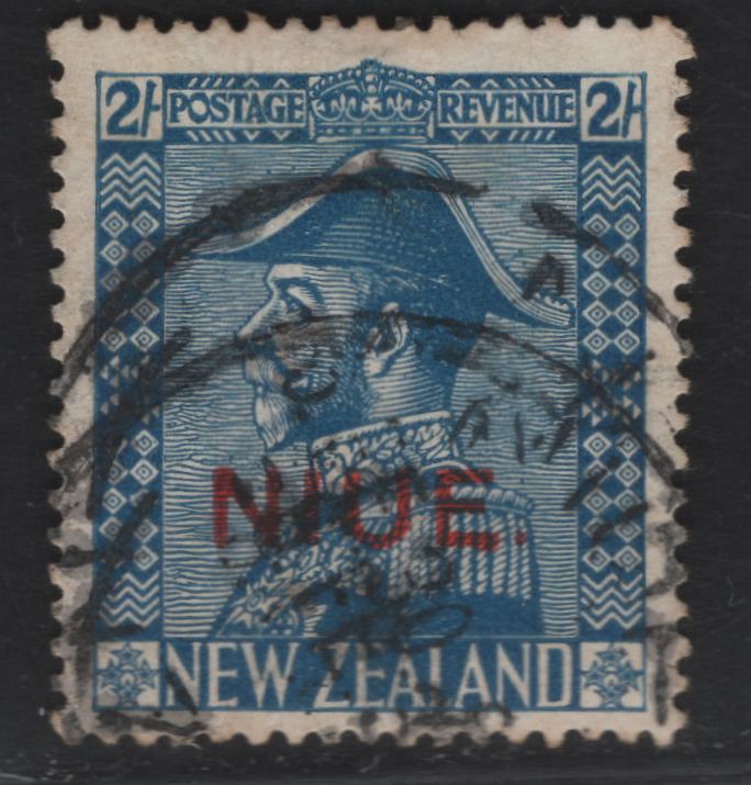 Lot 58 Niue SG#49 2/- Blue King George V, 1927-1928 Admiral Issue, A Fine Used Single, Cowan Paper