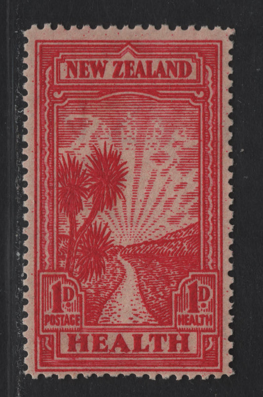 New Zealand SG#553 1d+1d Carmine The Path ro Health, 1932 Health Issue, A VFNH Single