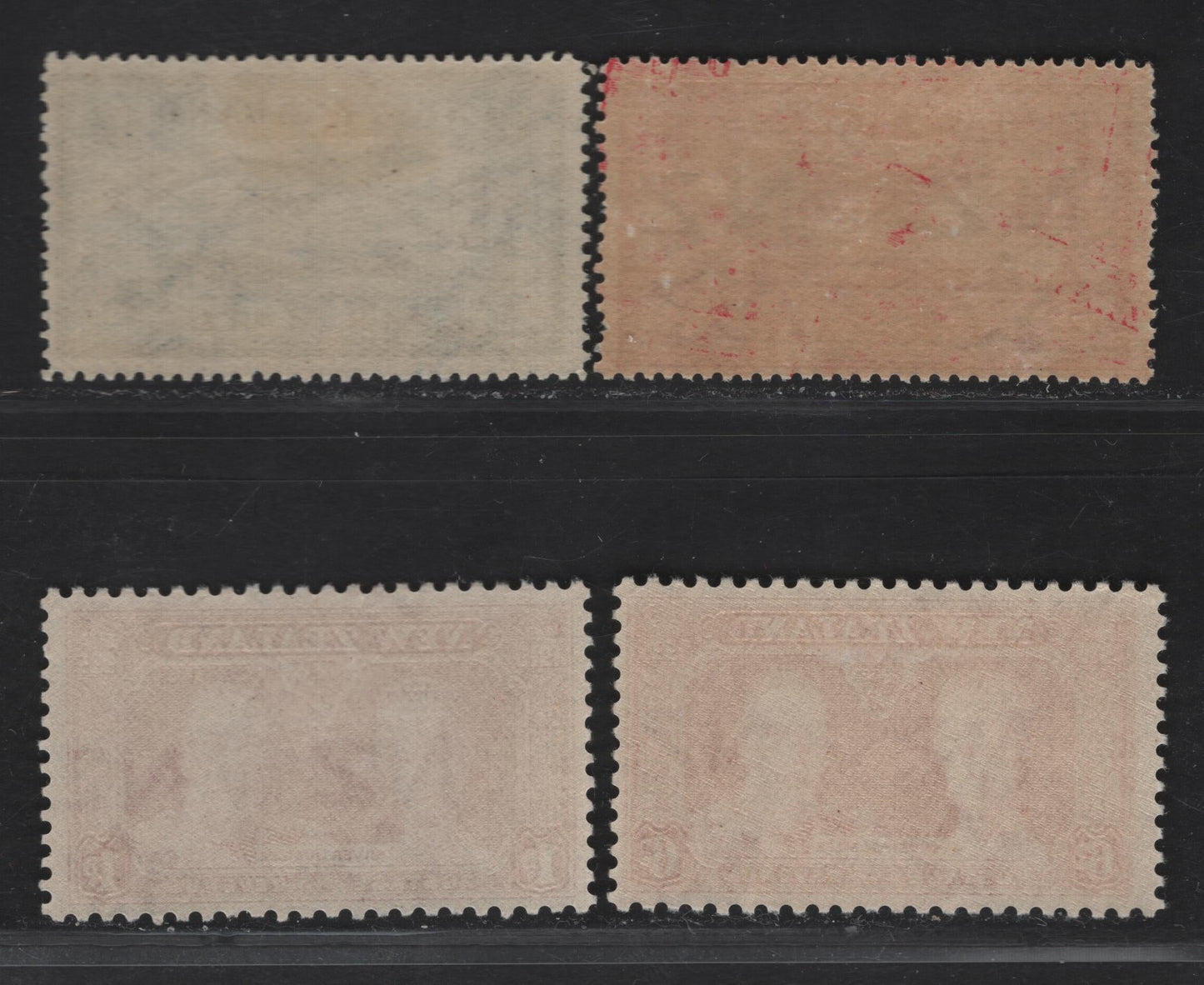 Lot 95 (C) New Zealand SG#570, 572-573, 575 1d - 6d Carmine - Red Orange Bell Block Aerodrome - King Geroge V & Queen Mary, 1935 Airmail - Silver Jubilee Issues, 4 FOG Singles