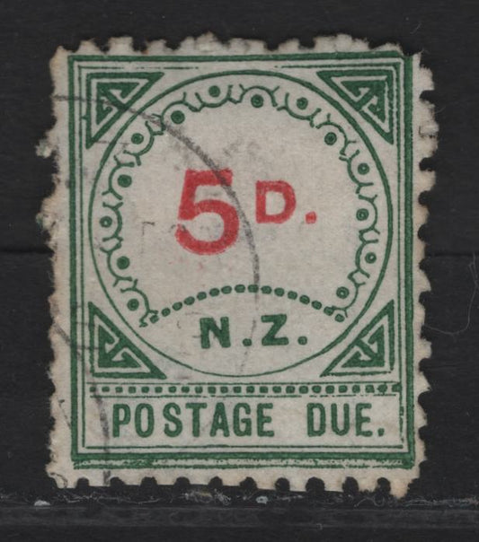 Lot 98 (C) New Zealand SG#D6 5d on 3d Carmine & Green Numeral, 1899 Postage Due, A Fine Used Single, Small 'D', 17 Dots Over NZ