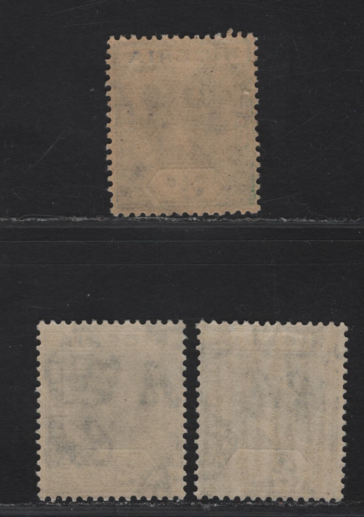 Lot 197 Nigeria SG#21, 23 2.5d - 3d Bright Blue King George V, 1921-1932 KGV Imperium Keyplate Issue, Wmk Multiple Script CA, 3 F/VFNH Singles, Dies 1 & 2, 2.5d Is Represented By Two Types Of Gum, Streaky & Smooth.