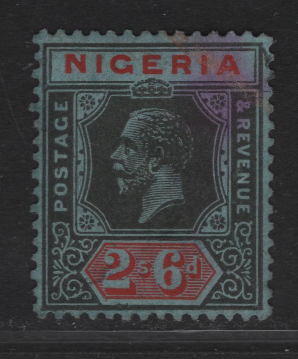 Lot 236 Nigeria SG#27 2/6 Deep Gray & Bright Scarlet King George V, 1921-1932 KGV Imperium Keyplate Issue, Wmk Multiple Script CA, A Very Fine Used Single, Gray Blue Paper