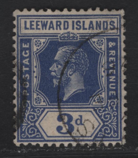 Lot 24 (C) Leeward Islands #68a 3d Deep Ultramarine, 1921-1932 King George V Imperium Keyplate Issue, Wmk Script CA, A Very Fine Used Single 1925 Printing, Die 2