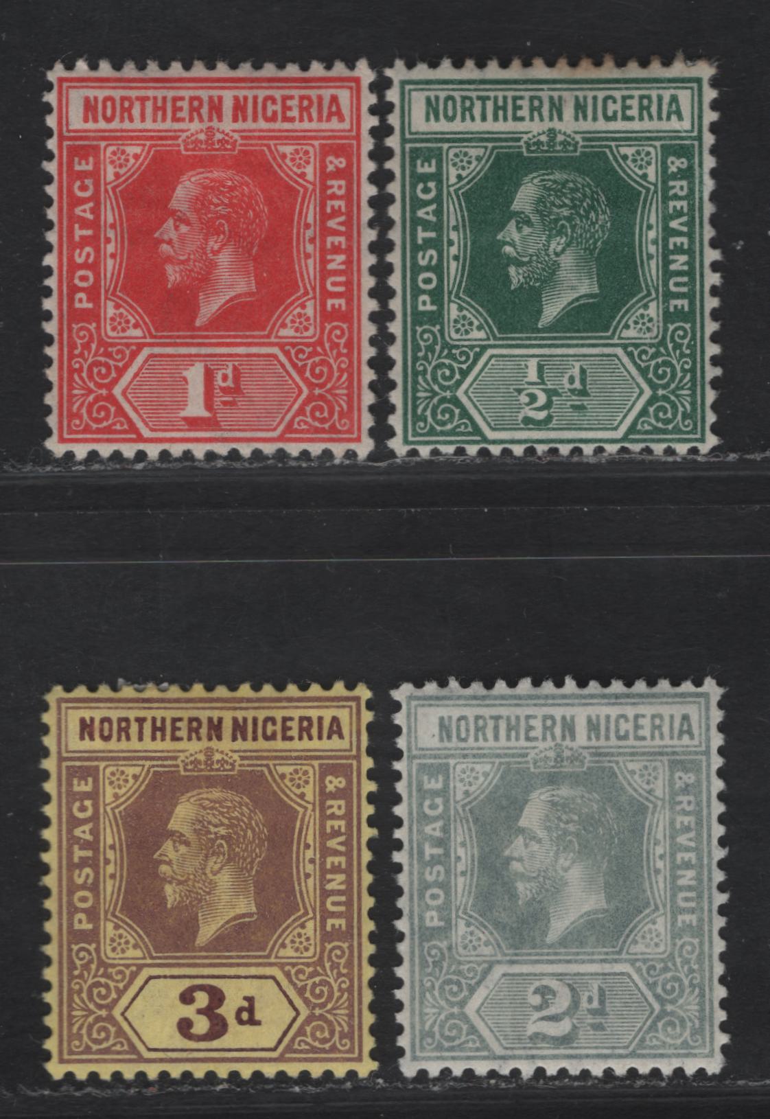 Northern Nigeria SG#40-43 1/2d - 3d Deep Green - Chocolate & Pale Purple King George V, 1912 KGV Imperium Keyplate Issue, 4 VFOG Singles