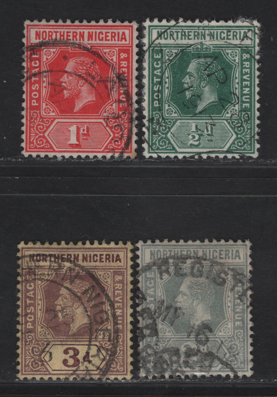 Lot 291 Northern Nigeria SG#40-43 1/2d - 3d Deep Green - Chocolate & Pale Purple King George V, 1912 KGV Imperium Keyplate Issue, 4 Very Fine Used Singles
