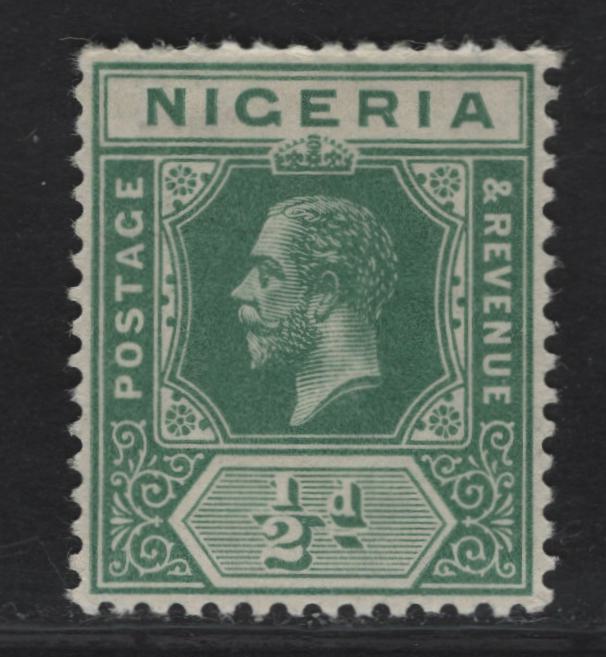 Lot 38 Nigeria SG#1 1/2d Green King George V, 1914-1929 KGV Imperium Keyplate Issue, A VFNH Single, Multiple Crown CA Wmk