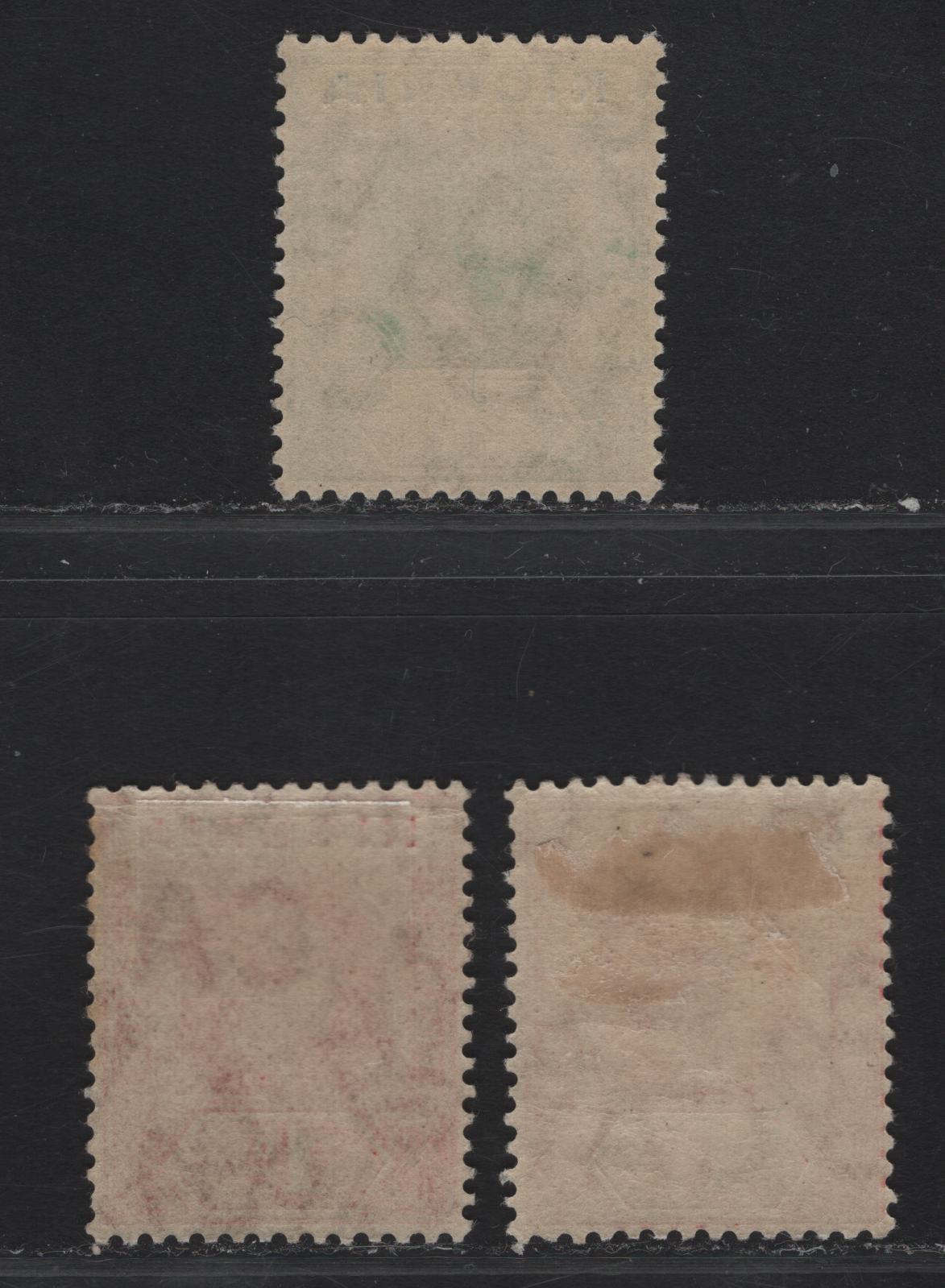 Nigeria SG#1-2a 1/2d - 1d Green - Scarlet King George V, 1914-1929 KGV Imperium Keyplate Issue, Wmk Multiple Crown CA, 3 VFOG Singles, Multiple Crown CA Wmk