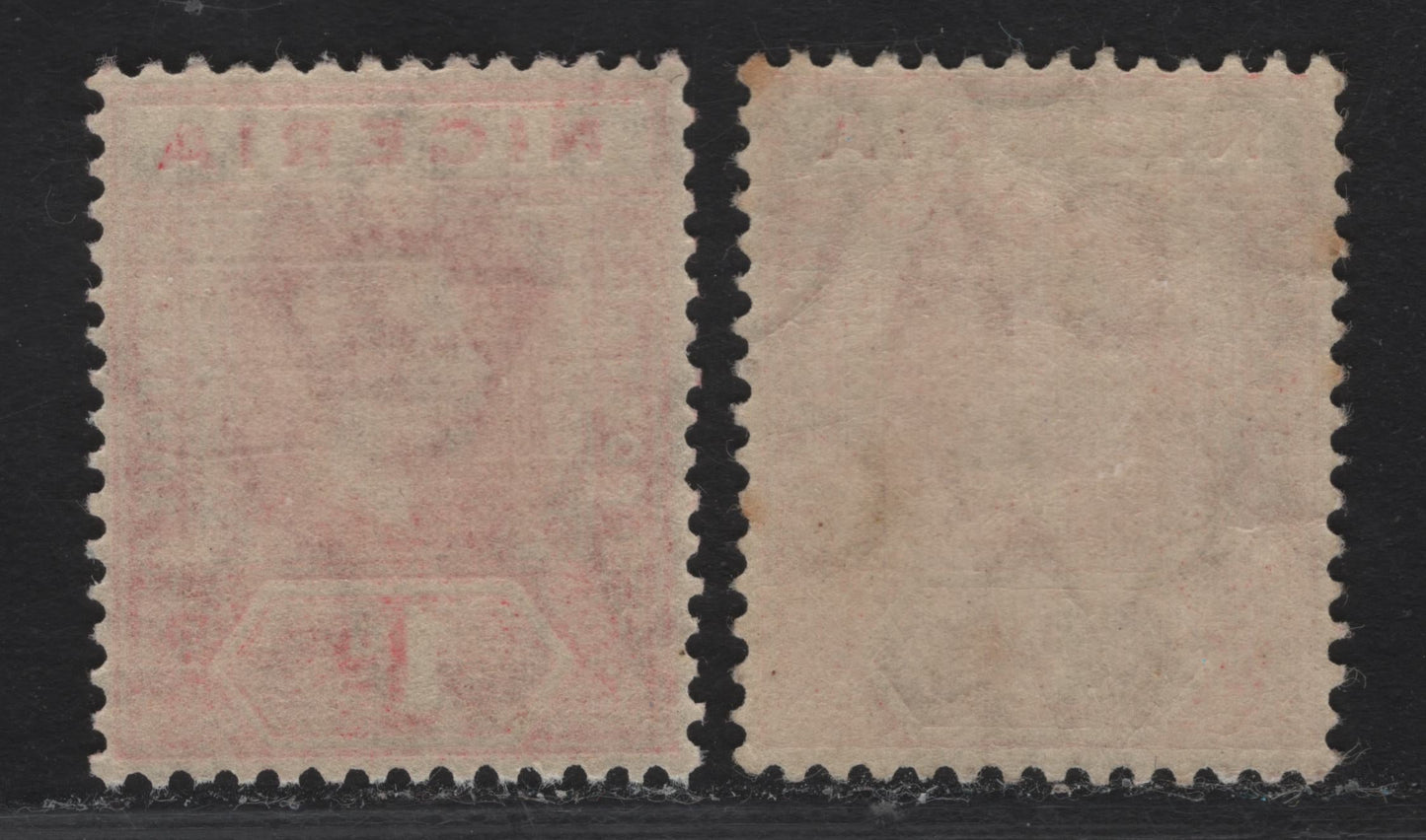 Lot 44 Nigeria SG#2 1d Deep Carmine & Carmine - Carmine King George V, 1914-1929 KGV Imperium Keyplate Issue, Wmk Multiple Crown CA, 2 VFNH Singles, One Printed In A Uniform Shade of Carmine Red & One In Two Shades