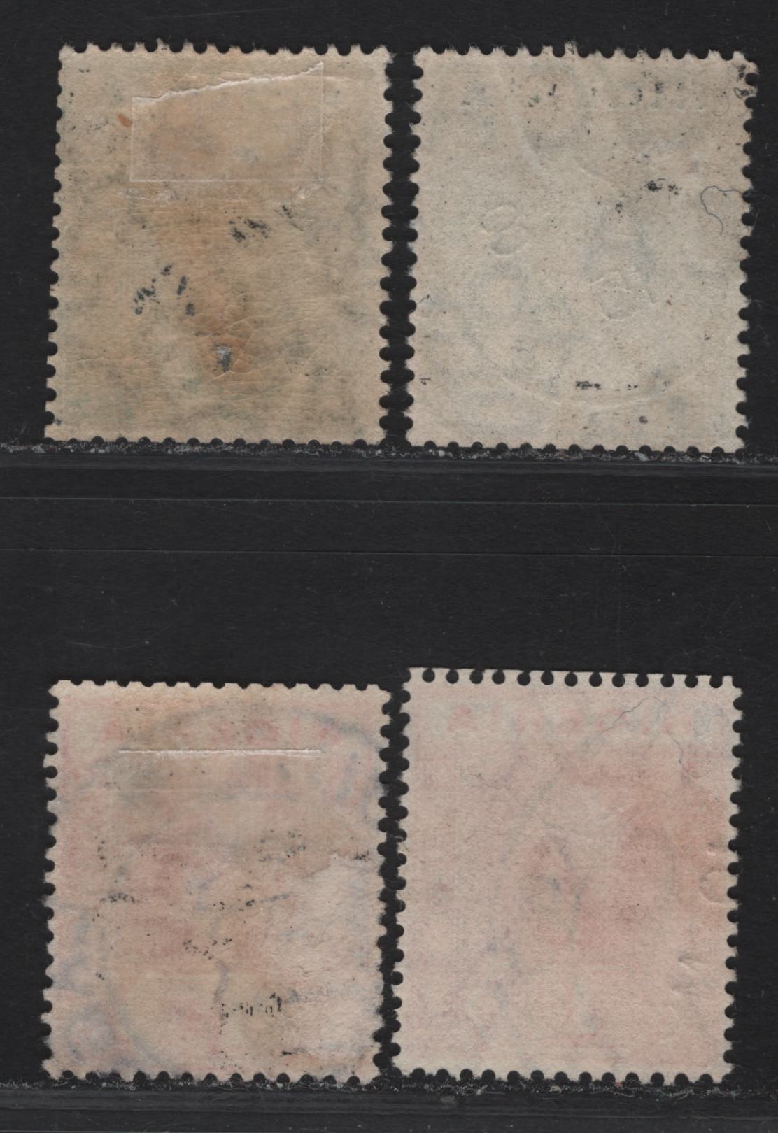 Nigeria SG#1, 2var 1/2d - 1d Green - Scarlet King George V, 1914-1929 KGV Imperium Keyplate Issue, Wmk Multiple Crown CA, 4 Fine/Very Fine Used Booklet Singles, Much Scarcer Than Sheet Stamps