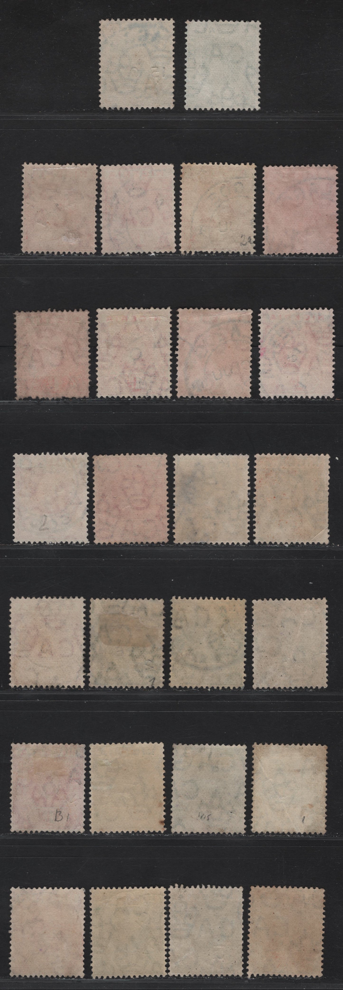 Lot 56 Nigeria SG#1, 2-2a 1/2d - 1d Green - Carmine Red King George V, 1914-1929 KGV Imperium Keyplate Issue, Wmk Multiple Crown CA, 26 Fine/Very Fine Used Singles