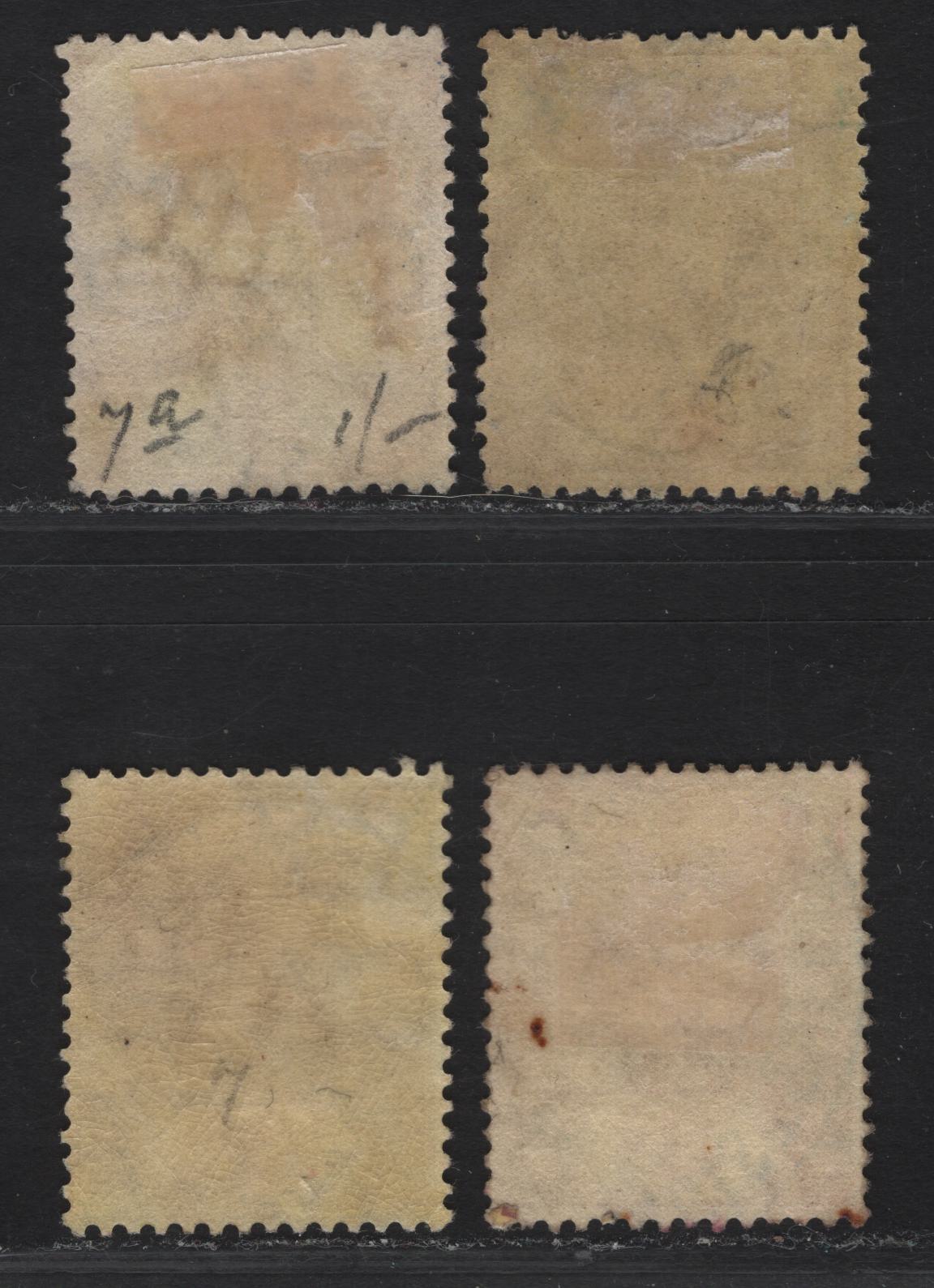 Nigeria #5e 3d Reddish Chocolate, Red Brown And Pale Purple, Chocolate  & Pale Purple, Chocolate & Bright Red Brown, 1914-29 King George V Imperium Keyplate Issue, Wmk Mult. Crown CA, 4 Fine Used Singles 1921-1923 Printings On Pale Yellow Paper