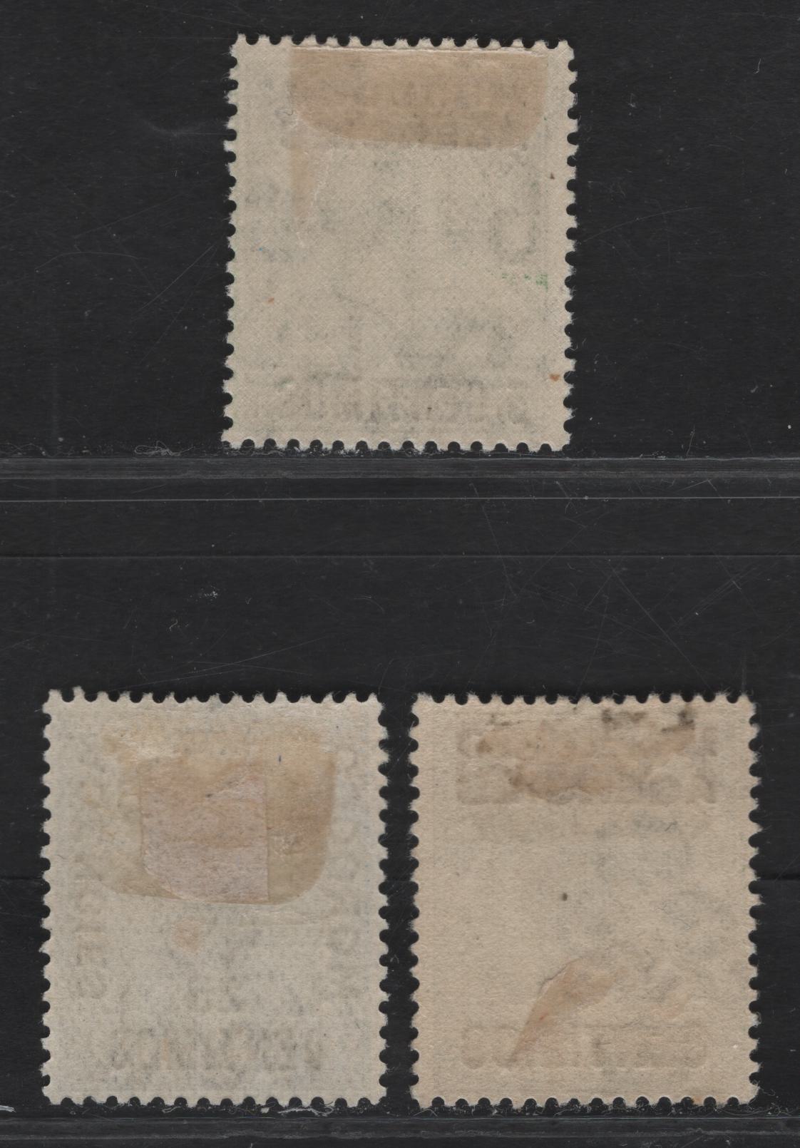 Lot 27 Morocco Agencies Spanish Currency SG#128, 133, 143 3c on 1/2d - 5c on 1/2d Green King George V, 1914-1931 KGV Profile Heads Issue, 3 F/VFOG Singles, Royal Cypher & Block Cypher Wmks