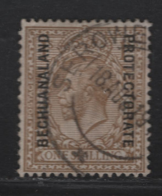 Lot 5 (C) Bechuanaland Protectorate SG#82 1/- Bistre King George V, 1913-1924 KGV Profile Heads Issue, A Very Fine Used Single, Simple Cypher Wmk, August 1918 Cancellation Date, Confirming That It Is The Early Shade.