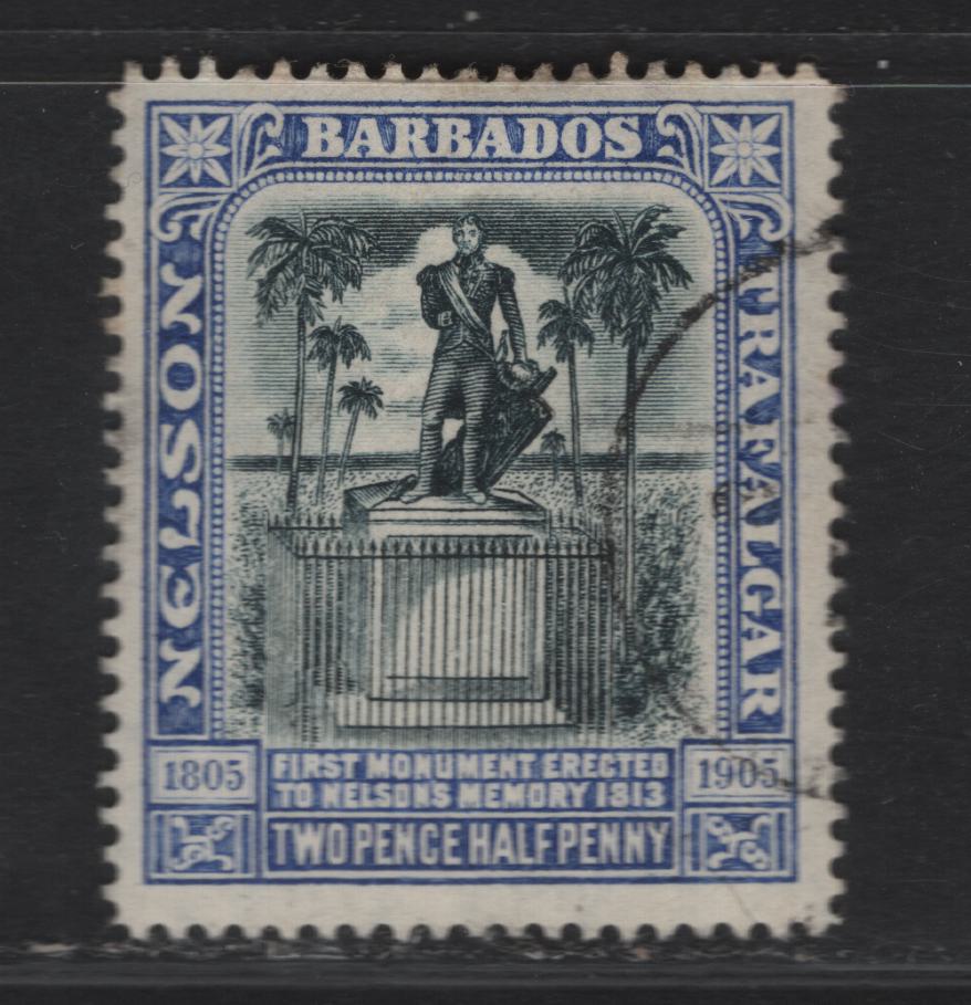 Lot 209 Barbados SG#162 2.5d Black & Bright Blue Nelson Monument, 1906 Nelson Centenary Issue, A Fine Used Single , ,