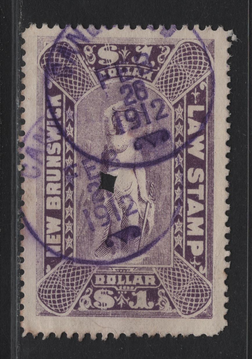 Lot 304 (C) New Brunswick #NBL11 $1 Violet Justice, 1890-1900 New Brunswick Law Issue, A Very Fine Used Single