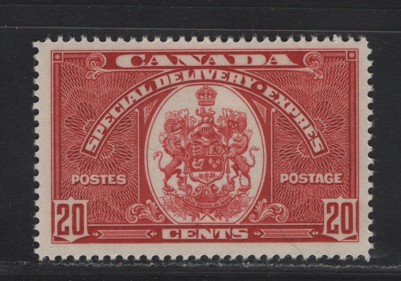 Canada #E8 20c Carmine Emblem, 1939 Special Delivery Issue, A VFOG Single, Paper/Gum CBN-LL, Perf 11.95