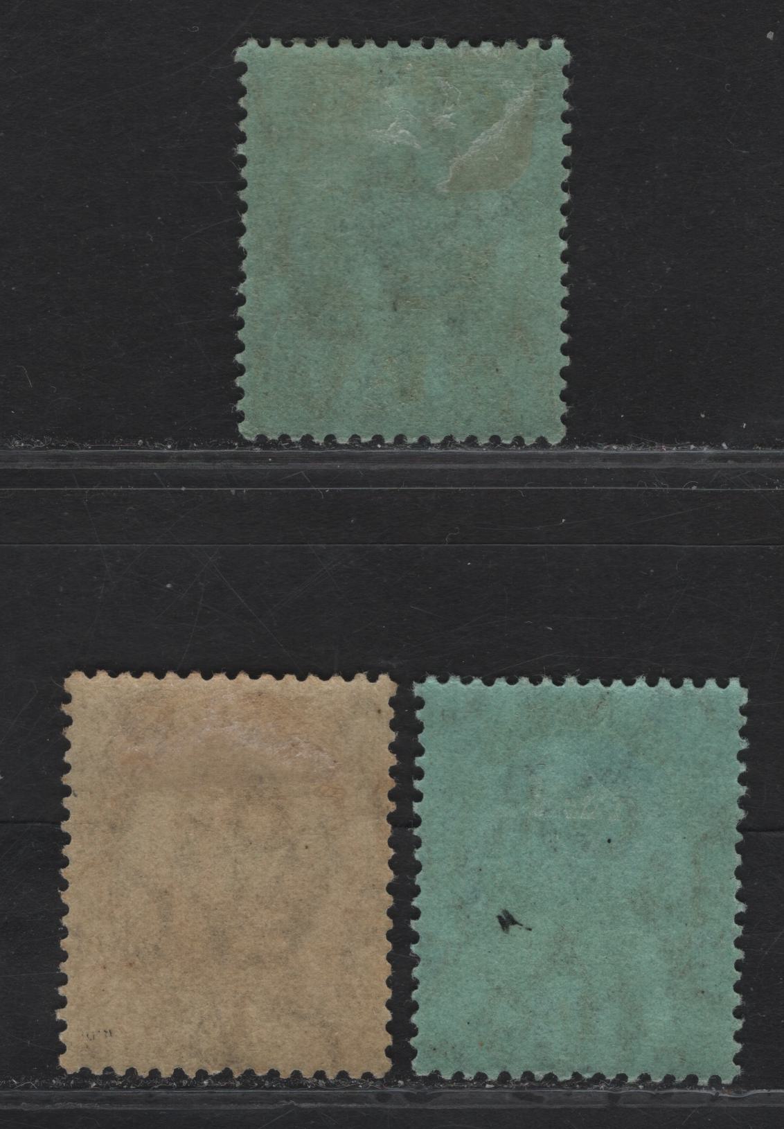 Lot 37 Bermuda SG#51-a 1/- Black on BlueG Green - Black on Olive Caravel, 1910-1925 Caravel Definitives, 2 VFOG Singles, Comb Perf 13.8x14