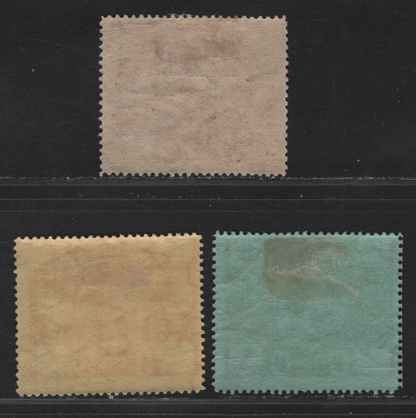 Lot 47 Bermuda SG#71-73 4d - 1/- Red on Yellow - Black on Green King George V, 1921 Tercentenary of Representative Institutions Issue, 3 FOG Singles