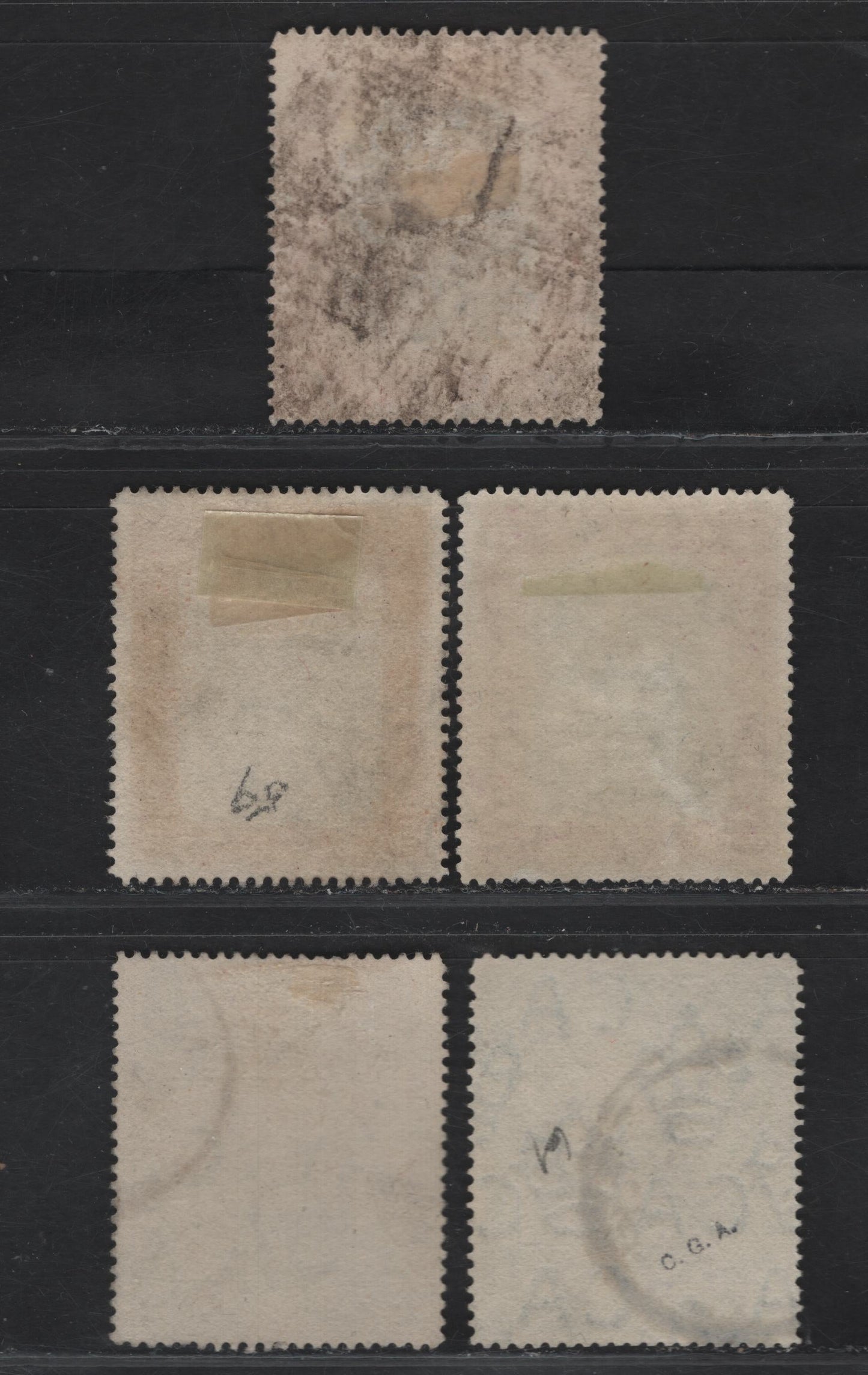 Lot 5 (C)  Bahamas #75b, 77, 78, 79, 80 1d Grey Black & Carmine Red - 3/- Black & Green, 1911-1919 Queens Staircase Definitives, Wmk Multiple Crown CA Issue, 5 F & VF Used Singles