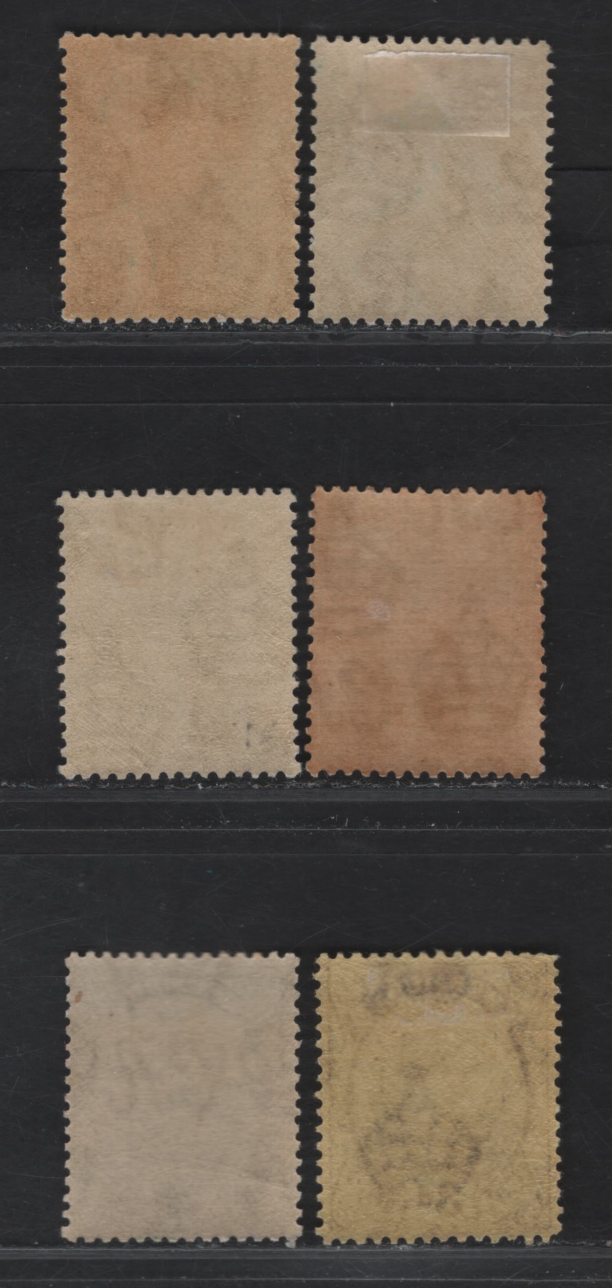 Lot 56 Bermuda SG#77a, 81, 81a, 82-83 1/2d -3d Green - Purple on Yellow Caravel, 1922-1934 Caravel Issue, 6 F/VFOG Singles, Comb Perf 13.7x13.9, The 2.5d Ultramarine Is Type 1
