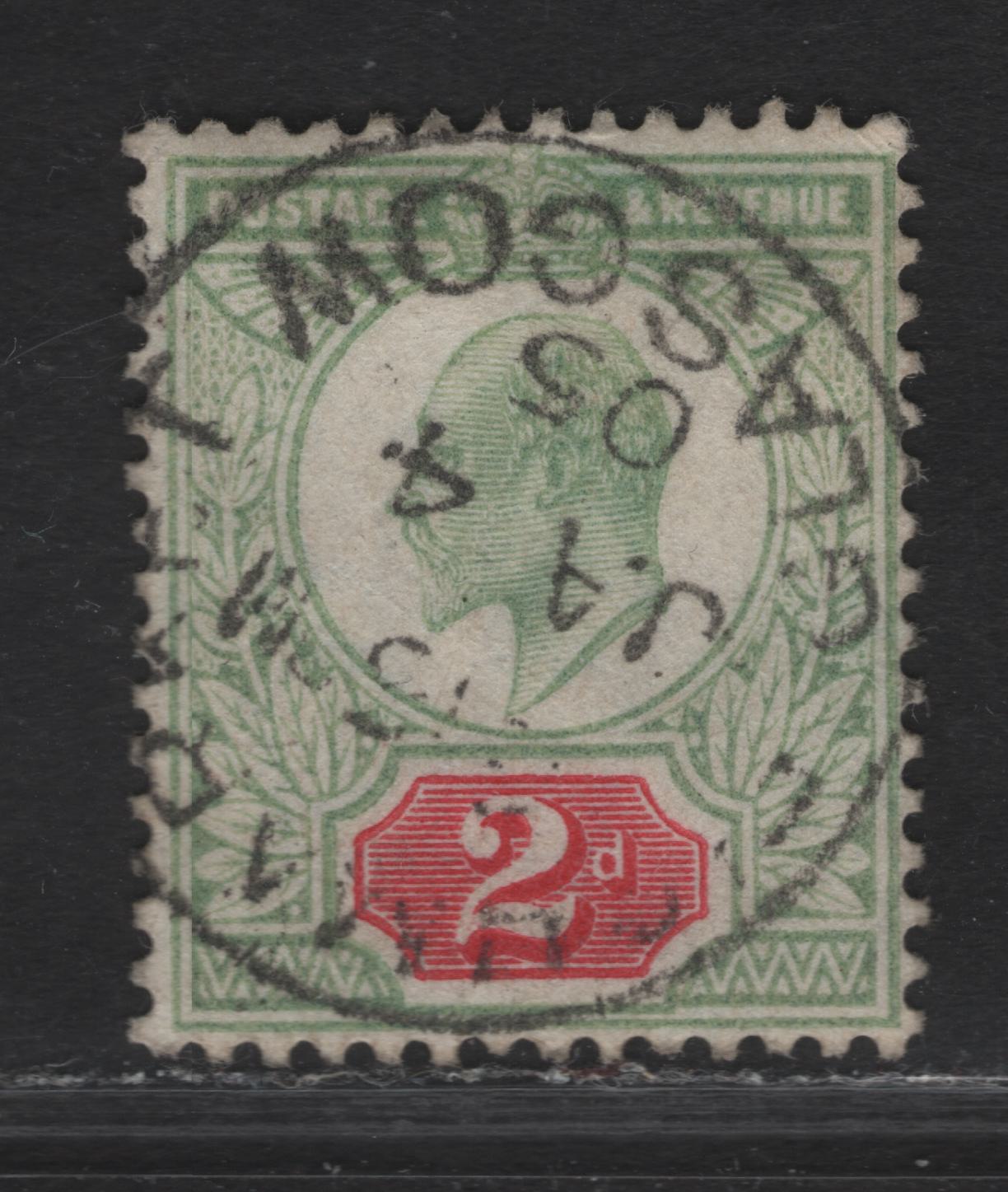 Lot 108 Great Britain SC#130a (SG#225var) 2d Dull Green & Carmine Red King Edward VII, 1902-1910 King Edward VII Issue, A Very Fine Used Single, DLR Printing, July 18 1902 London CDS