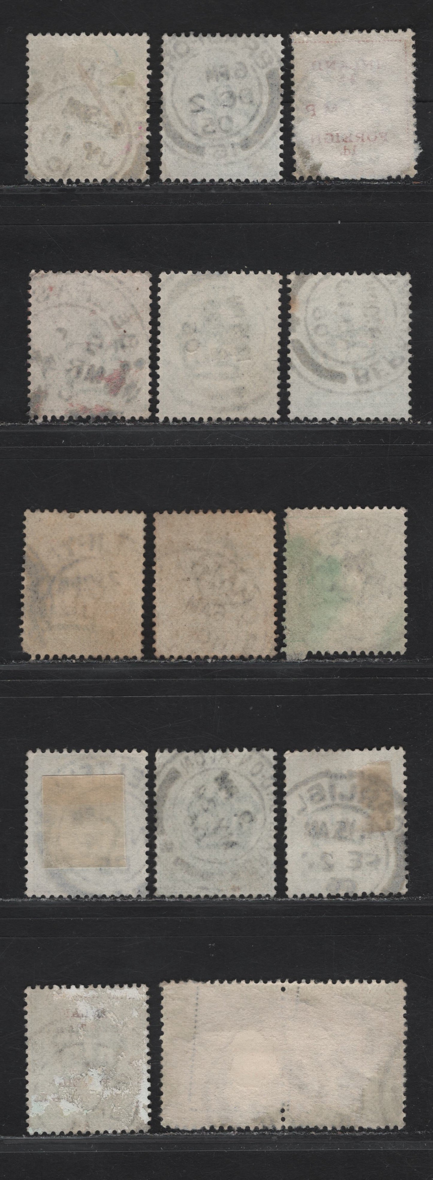 Lot 12 Great Britain SC#143-143a (SG#217-218) 1/2d Yellowish Green - Pale Yellowish Green King Edward VII, 1902-1910 King Edward VII Issue,  Fine/Very Fine Used Singles, Single Line Barell CDS Cancels, A-C Towns & Villages