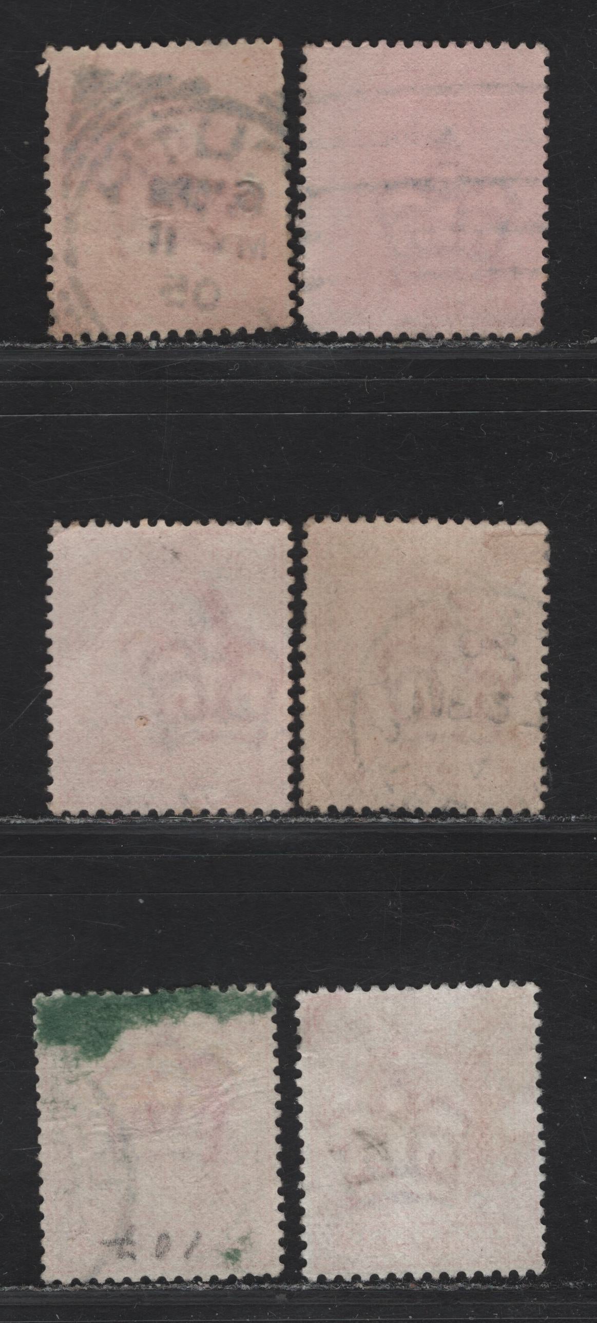 Great Britain SC#128, 128h (SG#219-220 (Spec M5(6)-M5(4))) 1d Scarlet - Rose Carmine King Edward VII, 1902-1910 King Edward VII Issue, 6 Fine/Very Fine Used Singles, All Listed & Additional Unlisted Ones