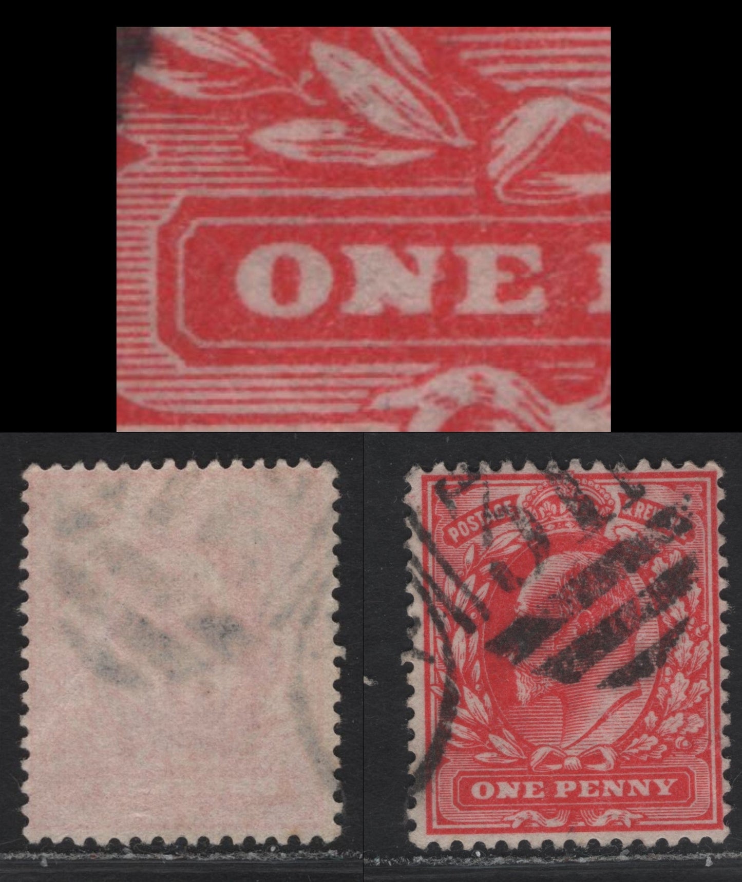 Great Britain SC#128var (SG#219var) 1d Scarlet King Edward VII, 1902-1910 King Edward VII Issue, A Fine Used Single, DLR Printing, Showing N of One Nearly Filled In At The Bottom, Unlisted In Gibbons.