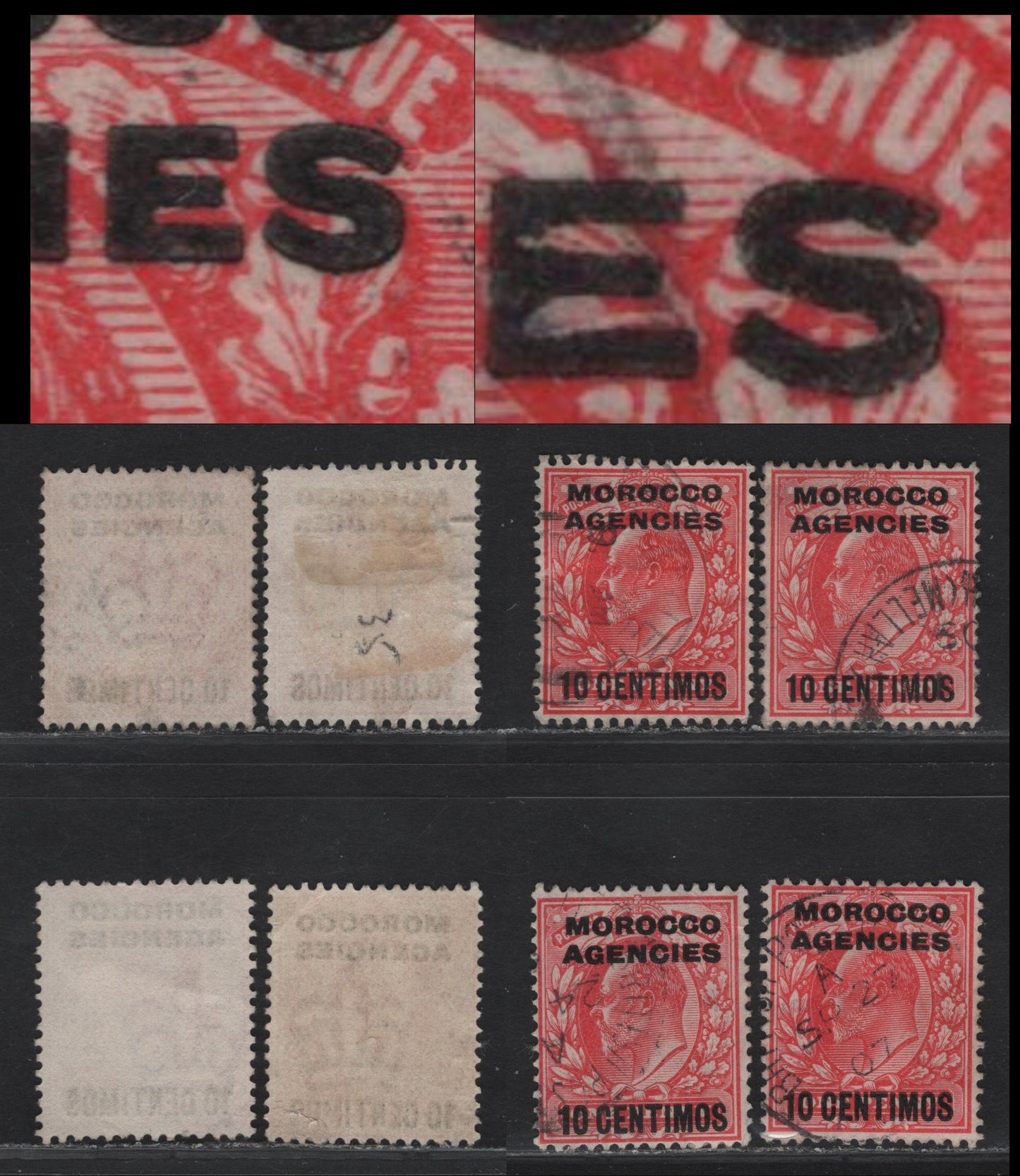 Morocco Agencies SG#113avar 10c on 1d Scarlet King Edward VII, 1907-1912 King Edward VII Issue, 4 Very Fine Used Singles, See Description Of Lot 265