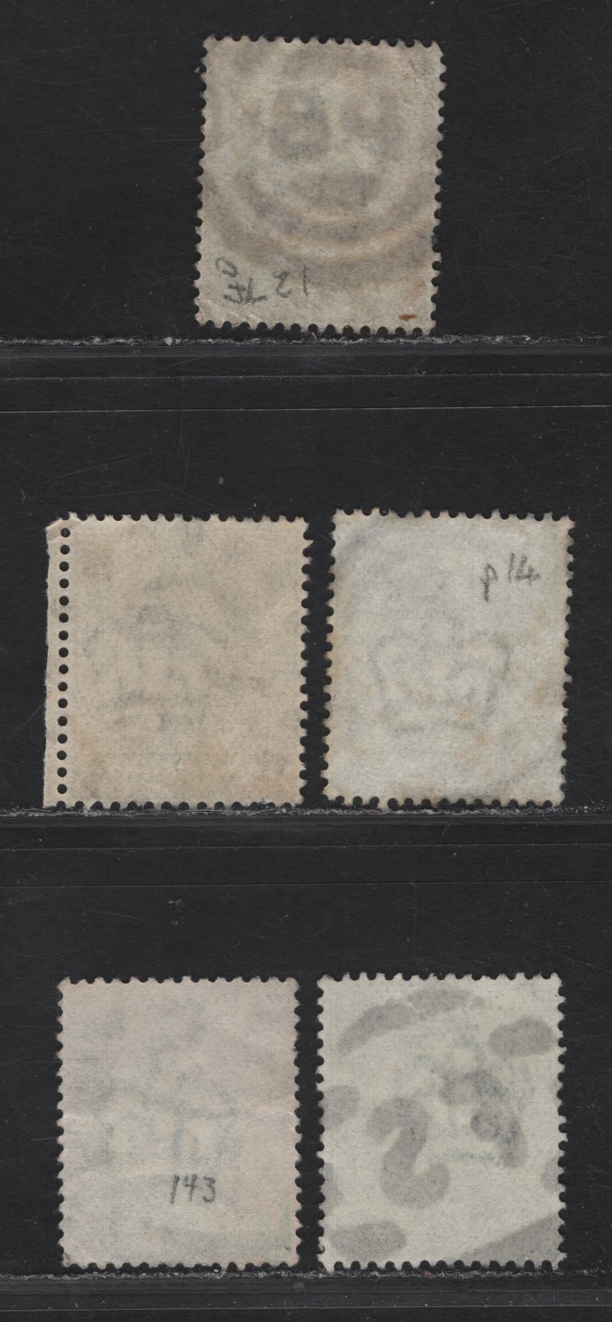 Great Britain SC#127a, 143a (SG#216 (Spec. M1(3)), 218) 1/2d Deep Blue Green - Yellowish Green King Edward VII, 1902-1910 King Edward VII Issue, 4 Fine/Very Fine Used Singles, Foreign Sorting & Periodical Branch London Cancels