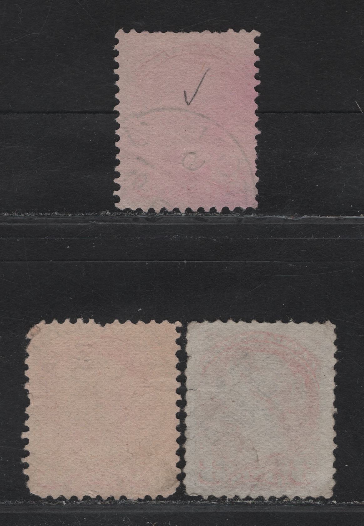 Lot 12 Canada #41 3c Bright Orange - Dull Vermillion Queen Victoria, 1888-1897 Small Queen Issue, 3 Good/Very Good Used Singles, Early Second Ottawa Printings, Three Unusual Shades, Perfs 12 & 11.9x12.1, Papers 2O-I, 2O-L & 2O-II.
