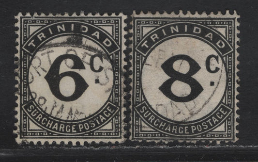 Trinidad & Tobago SG#D28-D29 6c - 8c Black Numeral, 1947-1961 Postage Dues, 2 Fine/Very Fine Used Singles