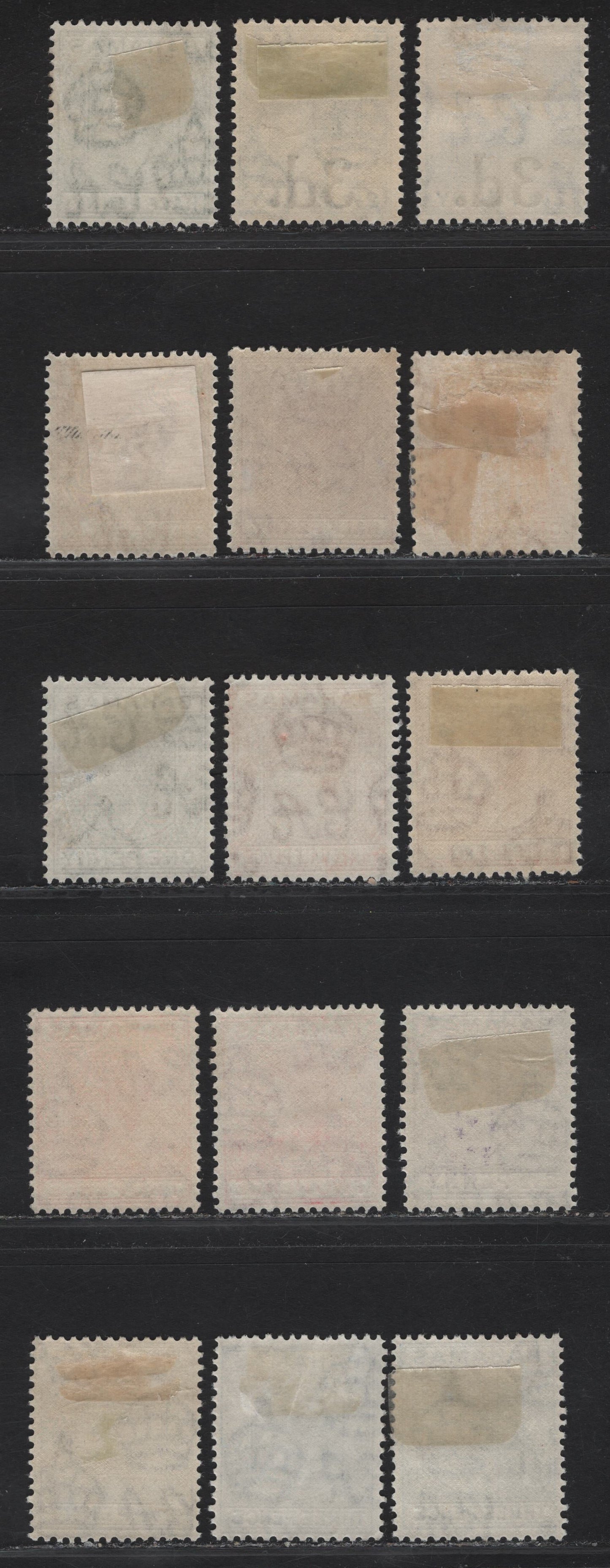 Lot 194 Bahamas SG#149,e, 150,ab, 151, 151a, 152b,bc, 153a, 154a, 154c, 161 1/2d - 10d Green - Yellow Orange King George VI, 1938-1952 KGVI Keyplates Issue, 15 F/VFOG Singles, Listed & Unlisted Shades