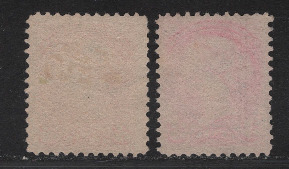 Lot 39 Canada #41 3c Bright Orange Vermillion - Bright Vermillion Queen Victoria, 1888-1897 Small Queen Issue, 2 Very Fine Used Singles, Mid Second Ottawa Printings, Papers 2O-E & Scarcer 2O-KK
