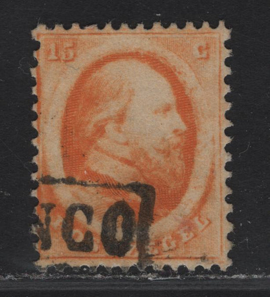 Lot 102 Netherlands SC#6 15c Orange King William III, 1864 King William III Issue, A Very Fine Used Single